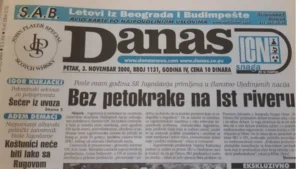 "Данас" са текстом о пријему СРЈ у УН